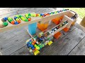 Marble Run Race ☆ Transparent Car, Work Car & HABA, Japanese Carpenter Course # 34