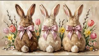 4K Easter Bunny Oil Painting | Cute Rabbits Frame TV Art Screensaver | Spring Floral Gallery Display screenshot 3