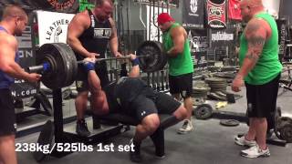 Bench Training 238kg/525lbs x1x2 paused (9-24-15)