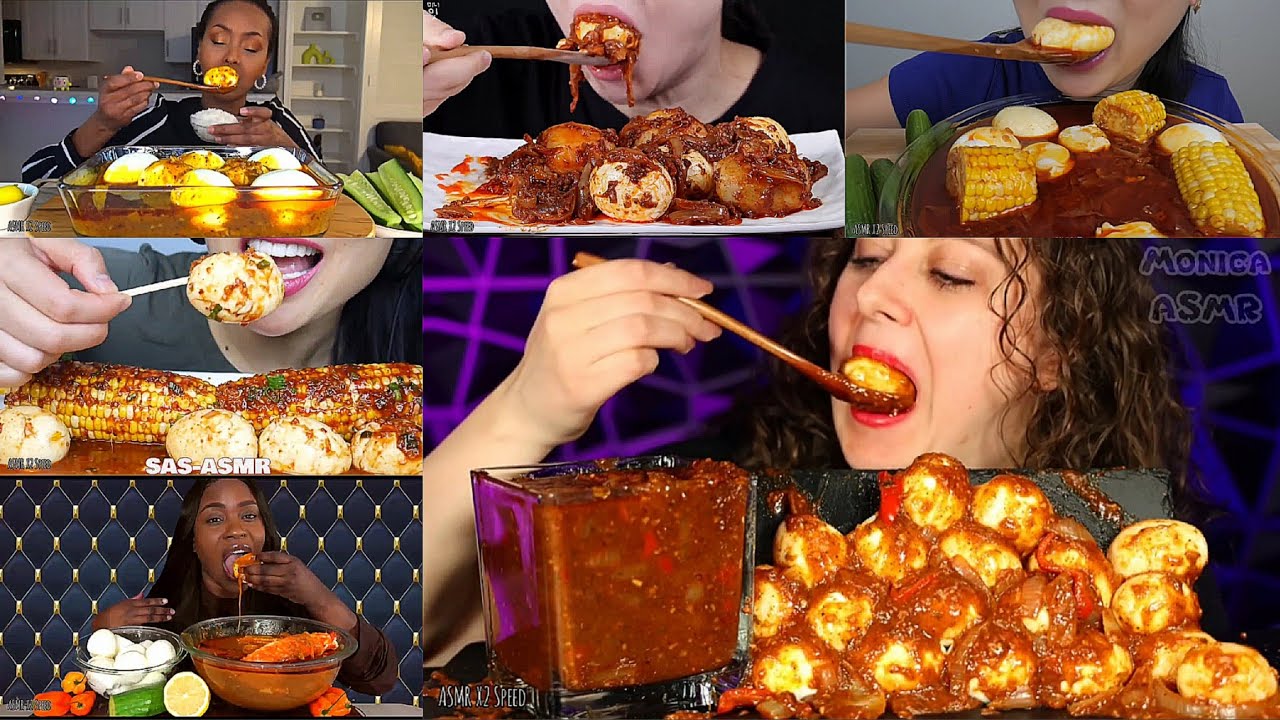 ASMR X2 Speed | Spicy SOFT Boiled Eggs Compilation | No Talking | Only Bites | Fast ASMR Mukbang