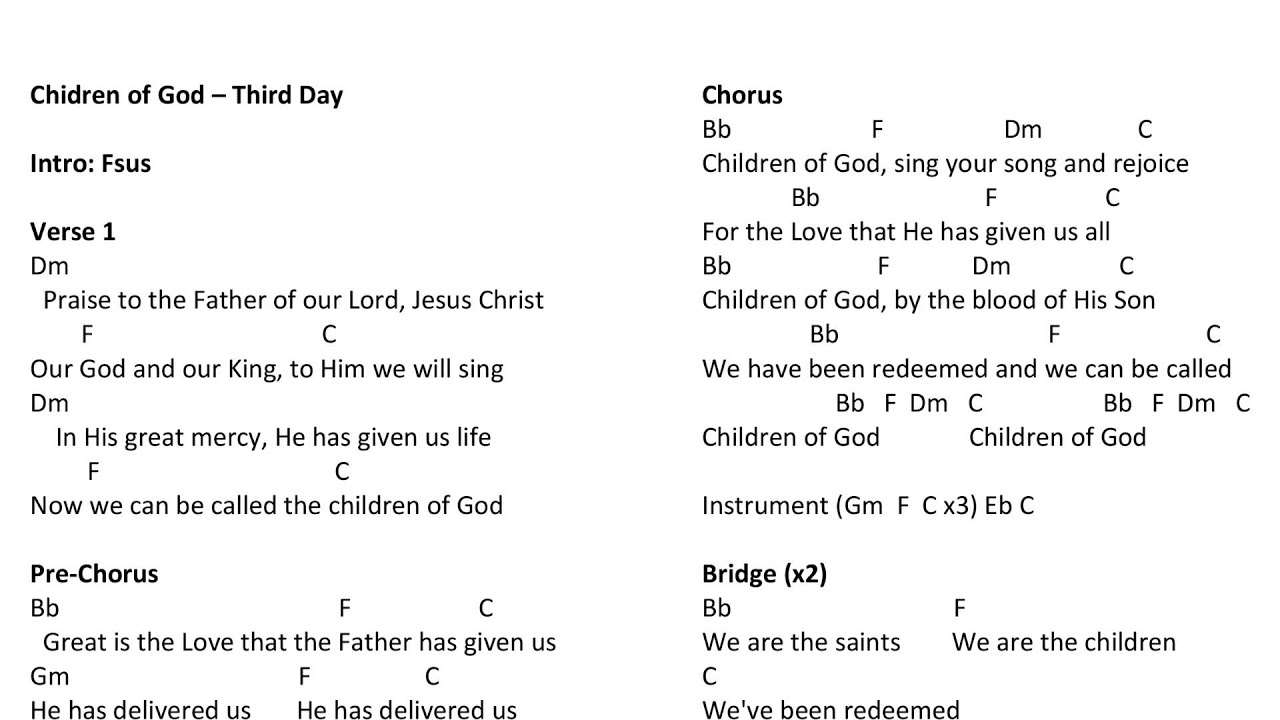 Children Of God Third Day Chords Youtube Third day — children of god 04:29. children of god third day chords