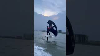 Windsurfer try foil wing with Kinma 5m wing for the first time