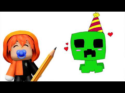 HOW TO DRAW A KAWAI CREEPER WITH LITTLE HEARTS 💚💚 STEP BY STEP ✅