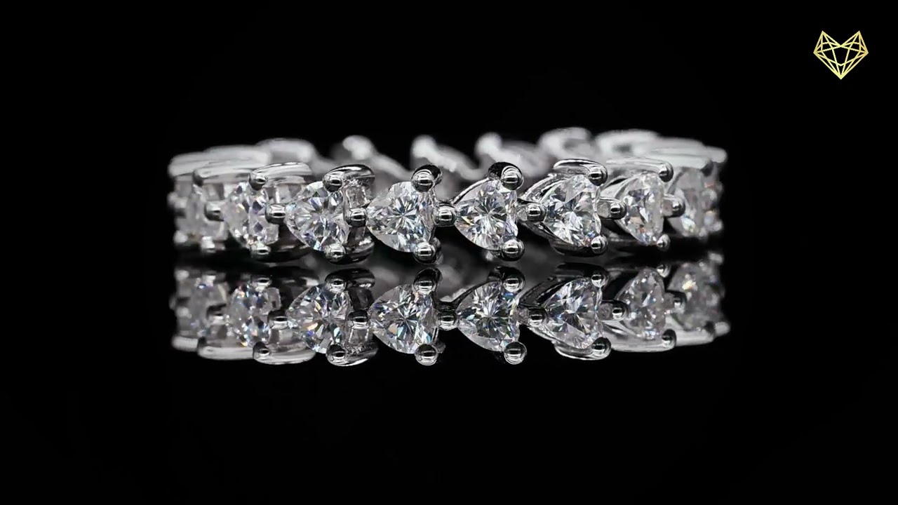 Heart cut Moissanite eternity ring for women