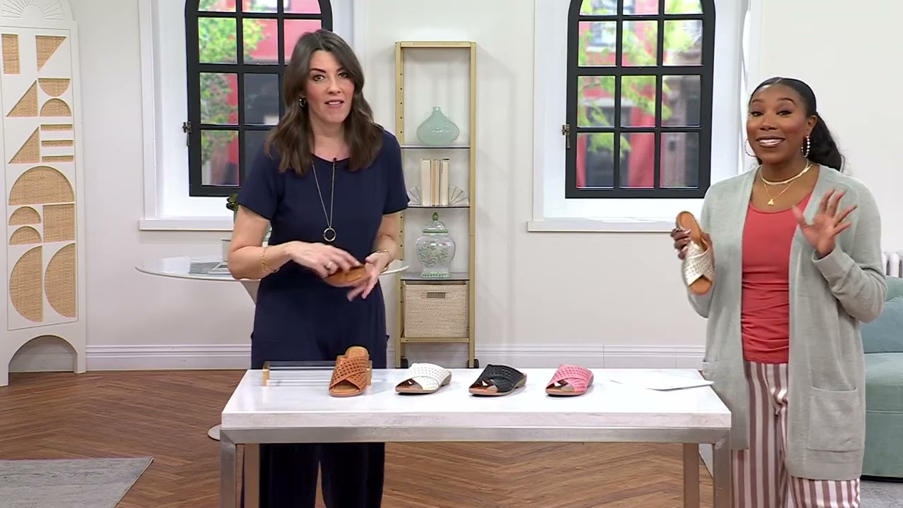 サンダル・ミュール LETAHER CROSSOVER SANDALS Miz Mooz Leather Crossover Slide Sandals - Jaylene on QVC