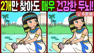 【다른그림찾기/치매예방】🔥차이점 3개 중 2개만 찾아도 건강한 두뇌!【 find difference / 두뇌운동/3개 찾기/5문제/#1527】 screenshot 3