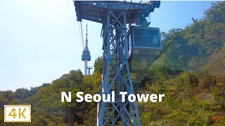 How to go to 'N Seoul Tower' via Cable Car , Walk Tour under the Sunny Weather.