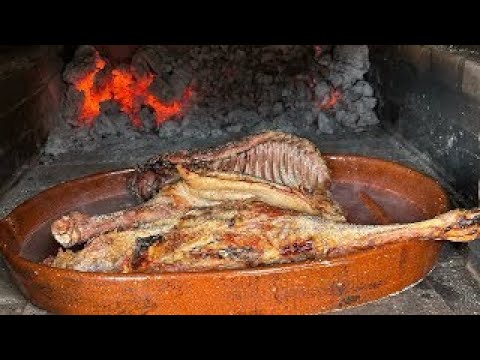 Roast suckling lamb cooked in a wood-fired oven 🪵