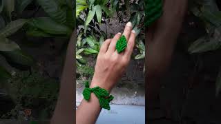 the most and attractive macrame beautiful leaf bracelet.made by jute.macrame bracelet,finher ring