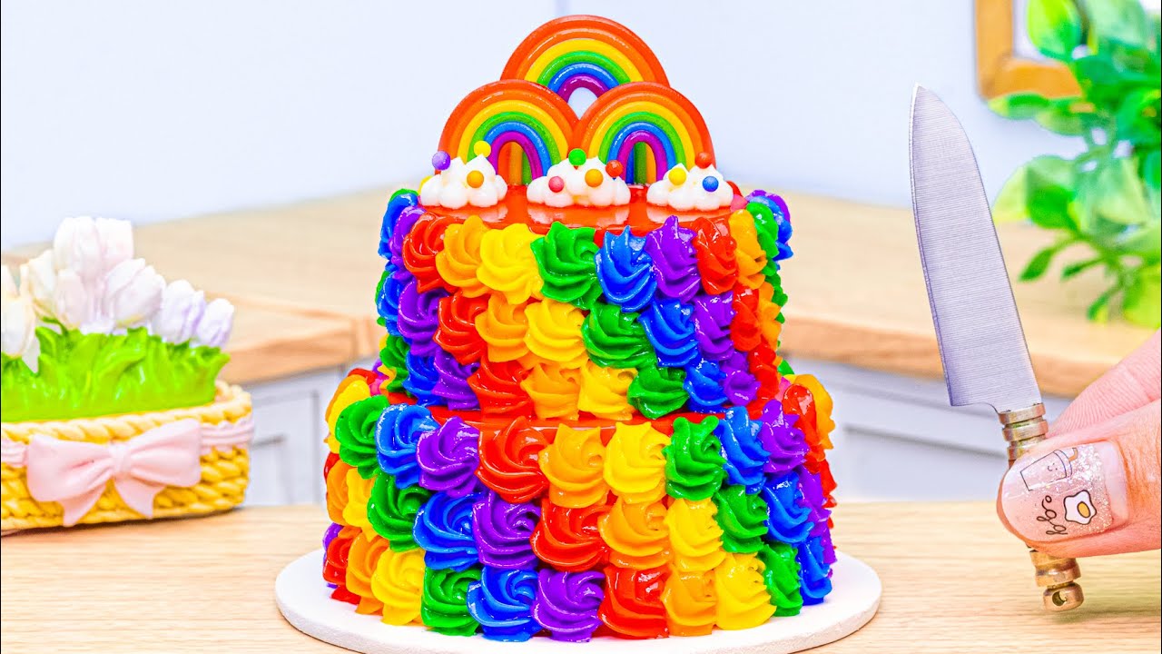 Mini Rainbow Cake 🌈🍰 | Perfectly Satisfying Cake Cutting