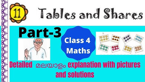 Class 4 maths/ ch-11/tables & shares /malayalam  lesson  explanation  with  ncert solutions