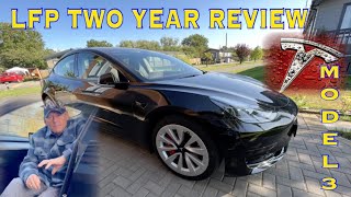 TESLA MODEL 3 ,LFP Battery, factual Two Year REVIEW !