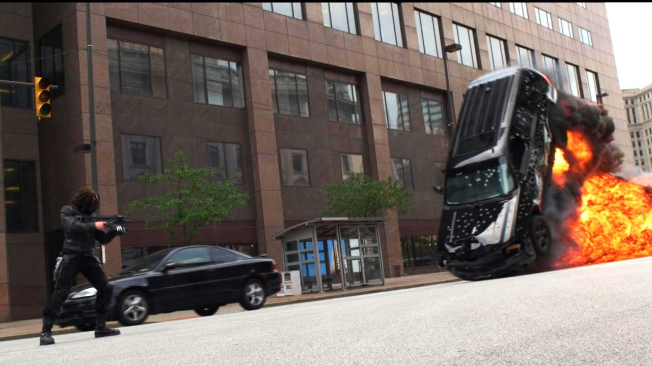 Nick Fury Car Chase Scene - Captain America: The Winter Soldier (2014) Movie CLIP HD