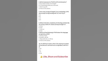 🧠Top DFA & NFA MCQs #ugcnet #gatecs#toc #dfa#shorts #youtubeshorts #nfa #theoryofcomputation