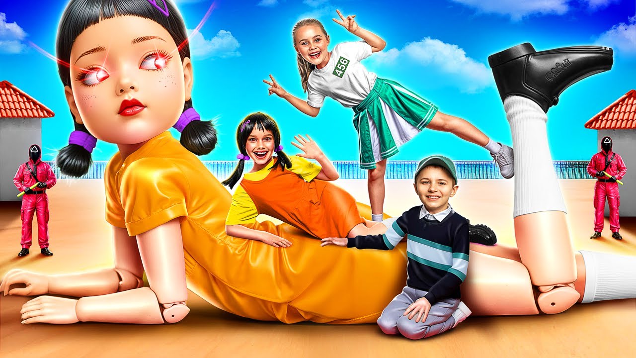 Escola do Round 6 na vida real! Fomos adotados pela boneca Round 6!