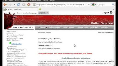 WebGoat - Buffer Overflow