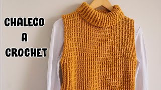 🔴Chaleco tejido a crochet para mujer CUELLO ALTO | tallas s, m, l, xl ❤