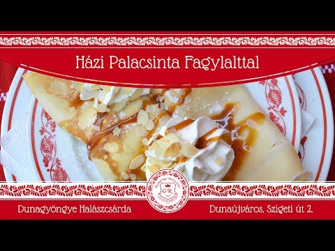 Házi palacsinta vanilia fagylalttal, tejszínhabbal, karamellöntettel