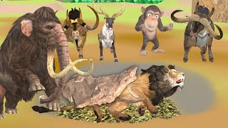 Angry Lion vs Giant Bulls Mammoth Fight Monkey Rescue Woolly Mammoth Saved Wild Animals Fights
