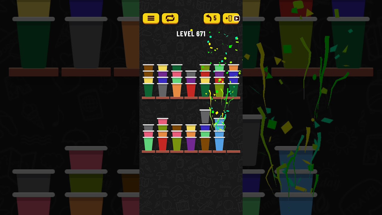 Cup Sort Puzzle Level 671 = Water Sort Puzzle Level 671 = Ball Sort Puzzle Level 671 All the same