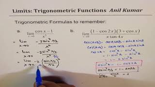 Limits Derivation of Half Angle Formula and Examples
