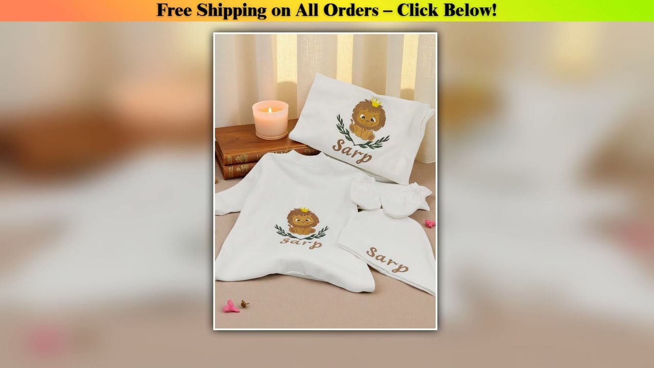4pcs Newborn Baby Outfit Set Embroidered Name Leo Royal Laurel Tree Romper Blanket Nursery Bedding