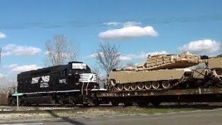 NS 3572 with fresh M1A2 Abrams Tanks CSX q559 with Slug set and setting out a bad order at Deshler