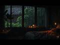 Peaceful Rainstorm in a Cozy Cabin | Rain Sounds | Thunder &amp; Fireplace Ambience for Sleep