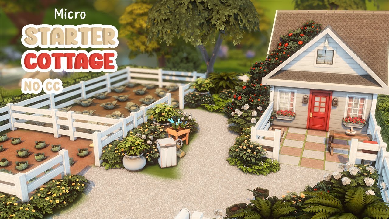 Tiny Cottage Starter 🌹 Sims 4 Speed Build - YouTube