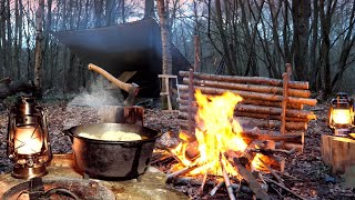 Tarp & Bivvy Woodland Camp with Campfire Stew, S'more & English Breakfast