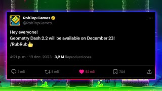 ¿QUÉ DÍA EXACTO SALDRÁ GEOMETRY DASH 2.2? ¡MÁS RÁPIDO PLAY STORE! 😱🥳