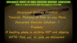 Tutorial#Plotting of Pole to any Plane#Stereonet Exercise Solution- 1#Structural Geology Practical