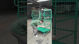 Save Shipping Cost! Foldable Wire Mesh Warehouse Roll Cage Trolley With Silent Brake Casters