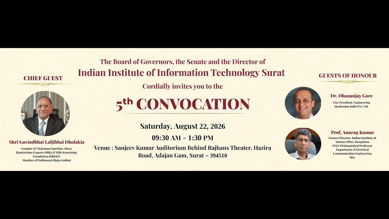 🎓 5th Convocation of IIIT Surat 2026 | 22 August 2026