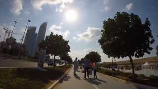 Accident on the bicycle lane. Pedestrians and cyclist safety concerns. Shot with GoPro at 4K.