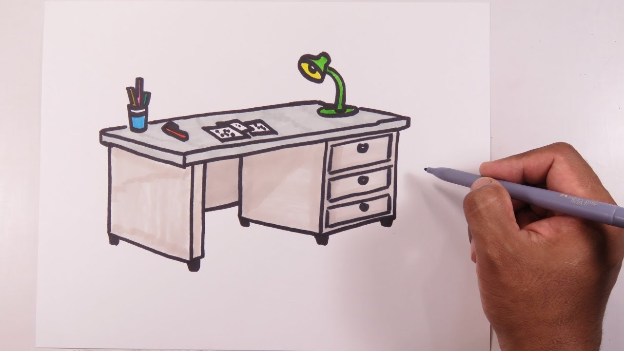 How To Draw A Desk Step By Step