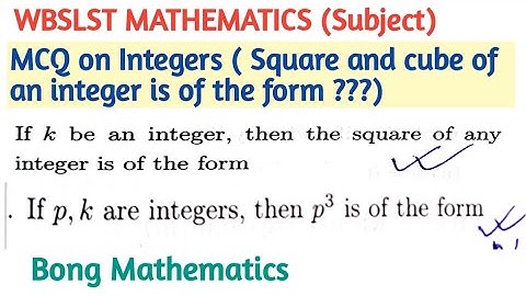 SLST MATHEMATICS QUESTION ANSWER 35 || Square or Cube of an integer is of the form ||Number theory