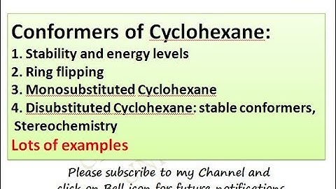Conformers of Cyclohexane Stability and energy level, Ring flipping, Monosubstituted Cyclohexane,  D
