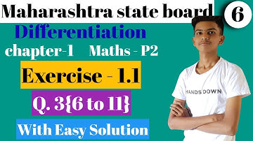 Differentiation ||class 12th||chp 1|| part 6|Ex- 1.1| Q3(6 to 11) | With easy solution| smart class|