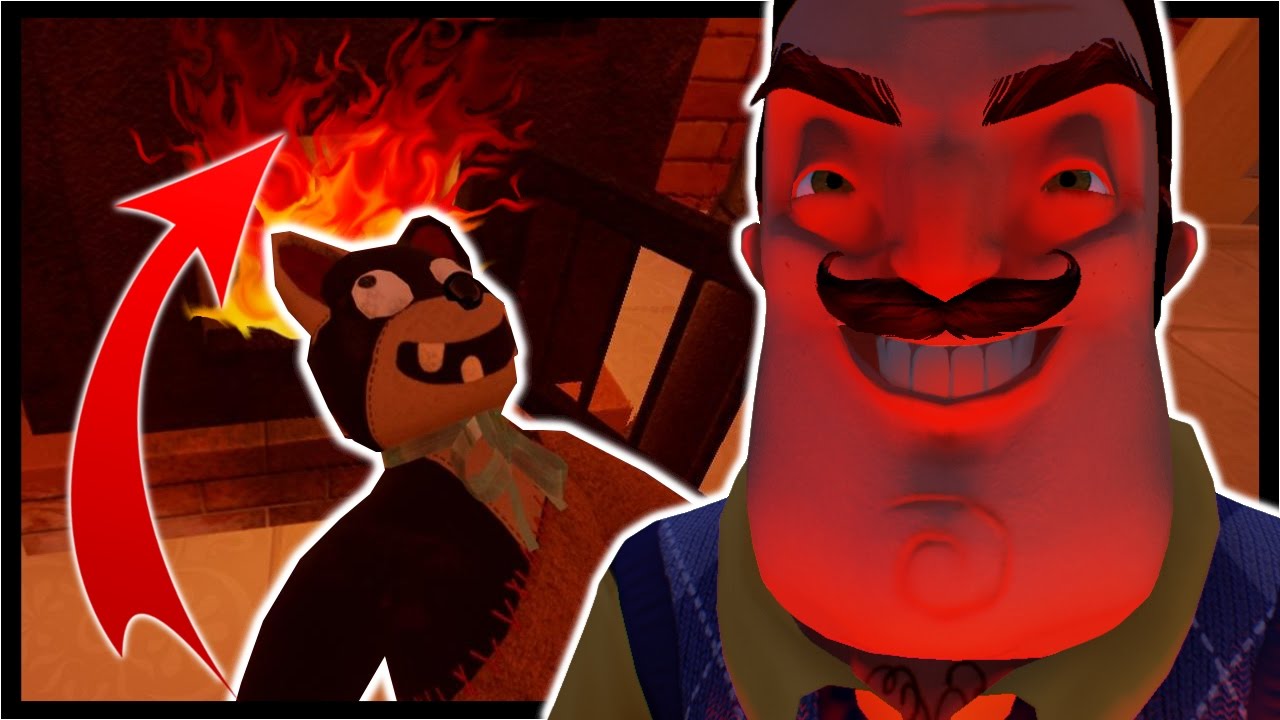 Burning The Bear Gun Basement Ending Hello Neighbor - fgteev roblox bear gun