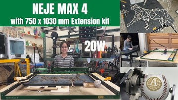 NEJE Max 4 20W laser engraver: extendable to 750x1030mm, motorized Z-axis, multiple passes step-down