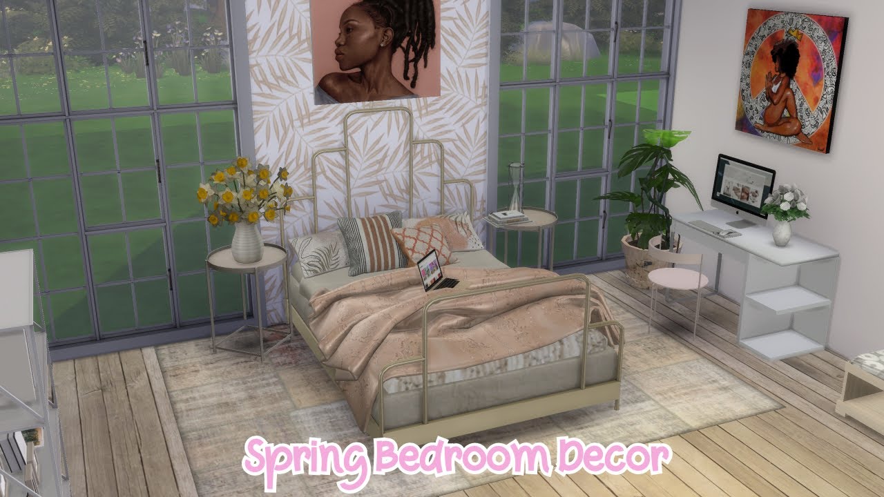 The Sims 4: Speed Build Friday ~ Soft Spring Bedroom Decor - YouTube