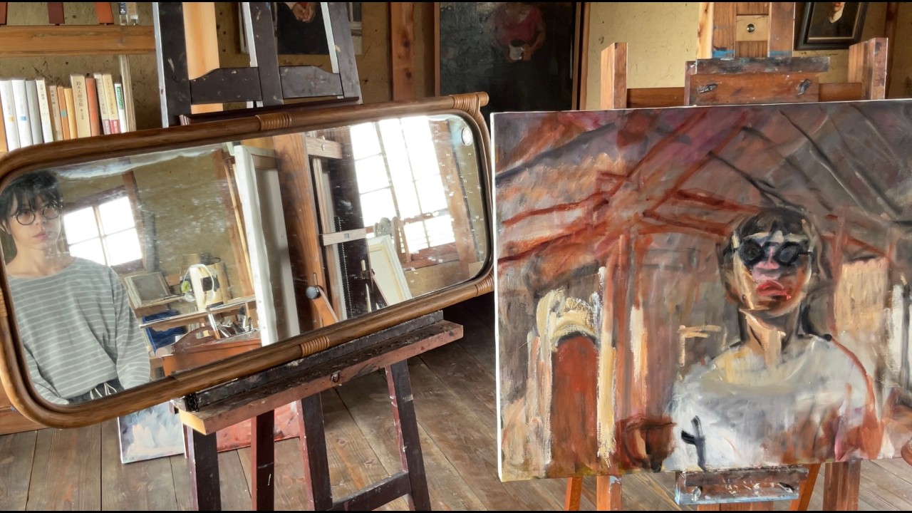 【SM号】 天使候補 01 油画 油彩 oil painting No.112-3 Oil on canvas, self-portrait with mirror - YouTube
