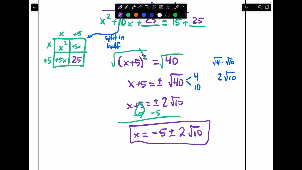 Completing the Square Using the Box Method - YouTube