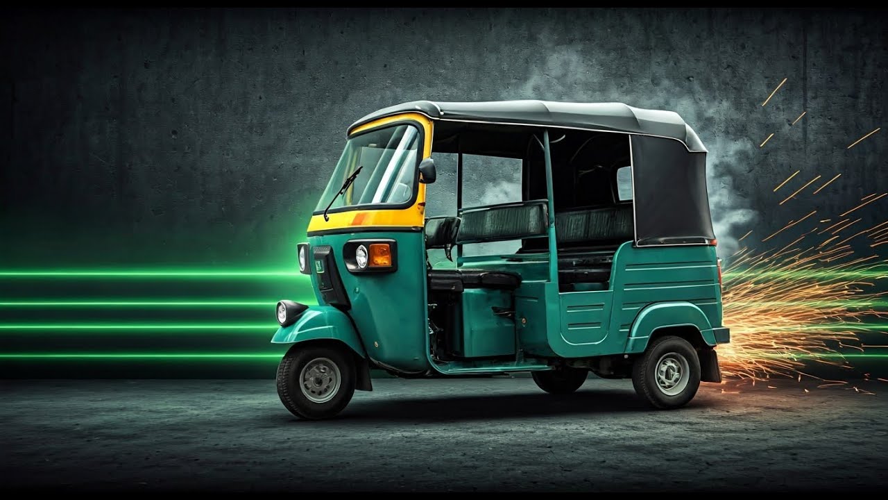 Auto Rickshaw Painting Green Color to Black Color and Horn Sounds YouTube