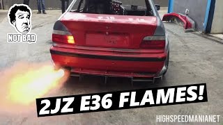 2JZ Swapped BMW E36 Dyno Runs + HUGE FLAME SHOOTINGS!