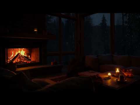 Cozy Rainy Night In A Warm Cabin | Fireplace Ambience For Sleep And Relaxation