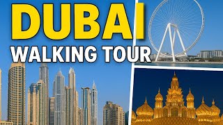 Dubai Walking Tour 4K | Dubai Marina, Bluewaters Island, City Walk & Global Village Dubai