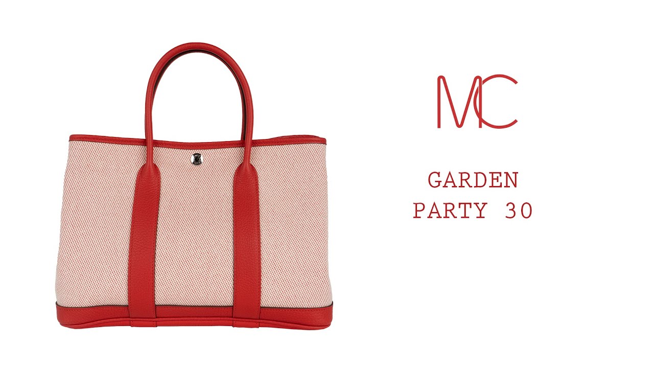 Hermes Garden Party 30 Bag Rouge Grenade Toile H Vache Hunter