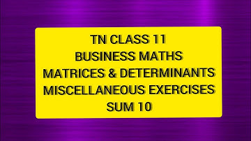 TN Class 11 Business Maths Matrices & Determinants Miscellaneous Ex Sum 10